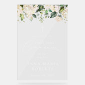 Cream White Flowers, First Holy Communion Welcome アクリルサイン (正面)
