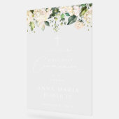 Cream White Flowers, First Holy Communion Welcome アクリルサイン (傾斜)