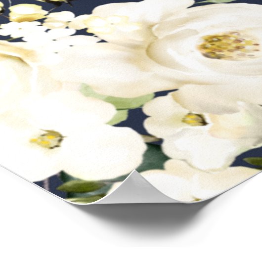 Cream White Flowers, First Holy Communion Welcome ポスター (角)