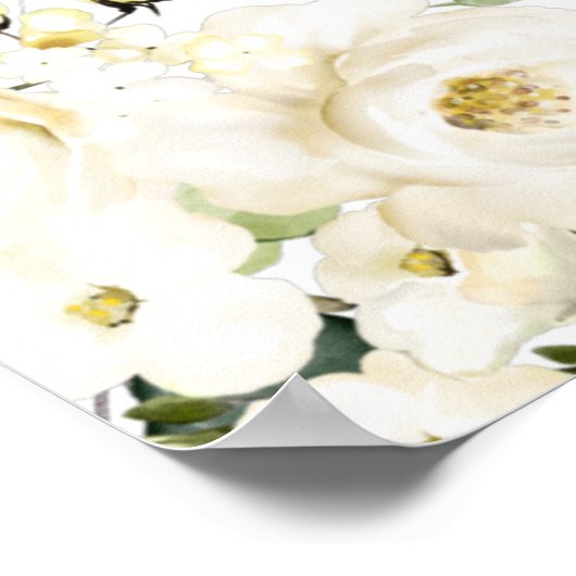 Cream White Flowers, First Holy Communion Welcome ポスター (角)