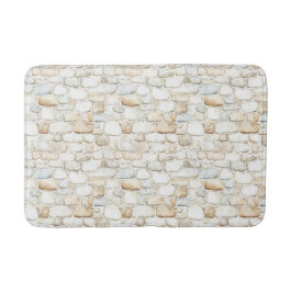 Cream White Grey Faux Stones   バスマット