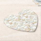Cream White Grey Faux Stones ペーパーコースター (アングル)