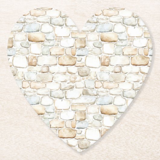 Cream White Grey Faux Stones ペーパーコースター (正面)