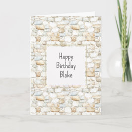 Cream White Grey Faux Stones Birthday カード