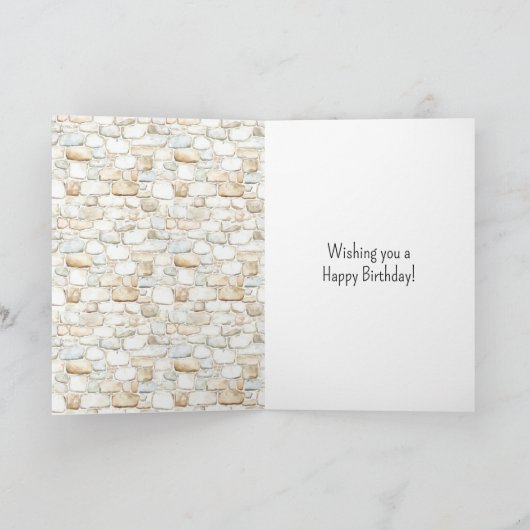 Cream White Grey Faux Stones Birthday カード (内部)