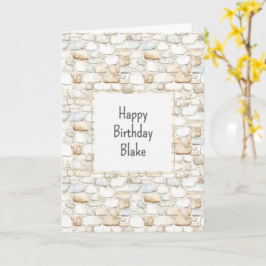 Cream White Grey Faux Stones Birthday カード (黄色い花)
