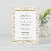 Cream White Grey Faux Stones Bridal Shower 招待状 (スタンド正面)