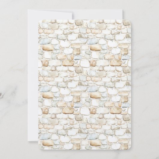 Cream White Grey Faux Stones Wedding   招待状 (裏面)