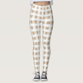 Cream White Plaid Stripes  レギンス (正面)