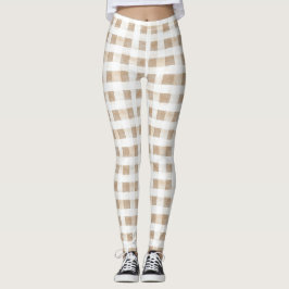Cream White Plaid Stripes  レギンス