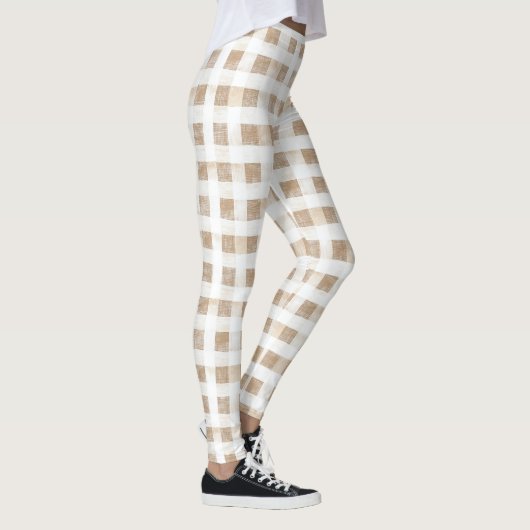 Cream White Plaid Stripes レギンス (右)