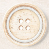 Cream White Sewing Button コースター (正面)