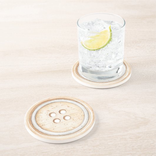 Cream White Sewing Button コースター (側面)