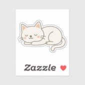 Cream White Sleeping Cat Sticker – Minimalist Cute シール (シート)