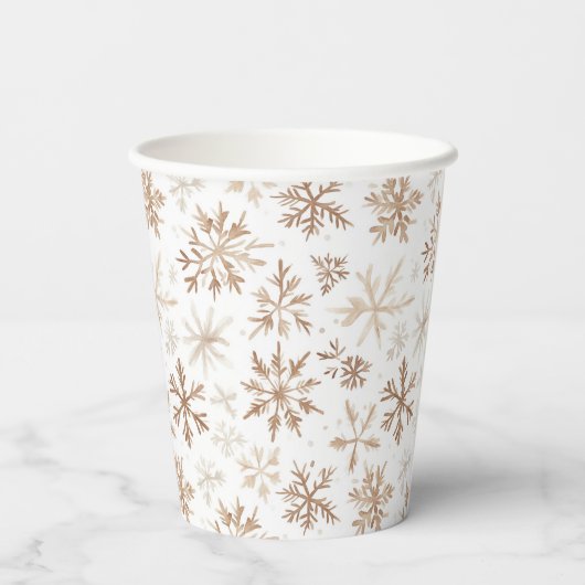 Cream White Snowflakes Christmas 紙コップ (裏面)