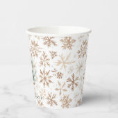 Cream White Snowflakes Christmas Tree 紙コップ (左)