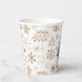 Cream White Snowflakes Christmas Tree 紙コップ (右)