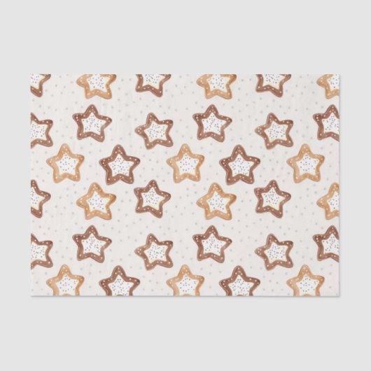Cream White Stars Christmas 薄葉紙 (正面)