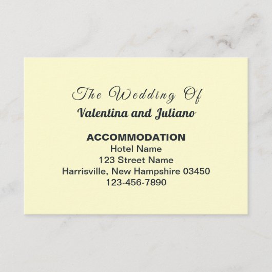 Cream With Slate Typography Wedding Accommodation エンクロージャーカード (正面)