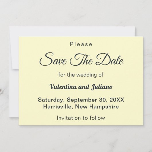 Cream With Slate Typography Wedding Save The Date セーブザデート (正面)