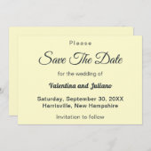 Cream With Slate Typography Wedding Save The Date セーブザデート (正面/裏面)