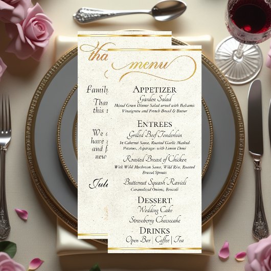 Cream - Wreath Monogram & Thank You Wedding メニュー