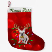 Creamieパーソナライズな一流のFrenchieのクリスマス スモールクリスマスストッキング (正面)