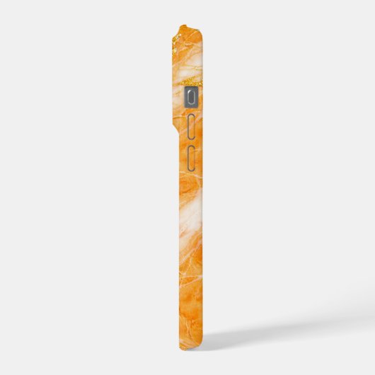 Creamsicle Marble with Ivory Swirls & Gold Veining iPhoneケース (左側面)