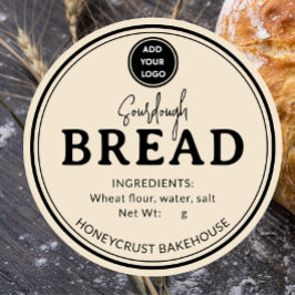 Creamy Beige Bakery Sourdough Bread Label Sticker ラウンドシール