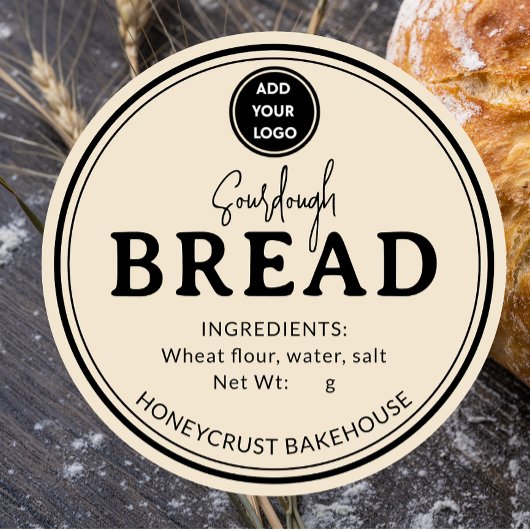 Creamy Beige Bakery Sourdough Bread Label Sticker ラウンドシール