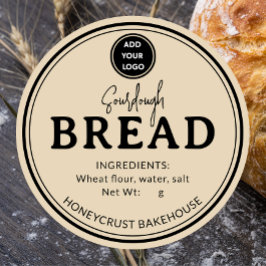 Creamy Beige Bakery Sourdough Bread Label Sticker ラウンドシール