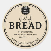 Creamy Beige Bakery Sourdough Bread Label Sticker ラウンドシール (正面)