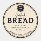 Creamy Beige Bakery Sourdough Bread Label Sticker ラウンドシール (正面)