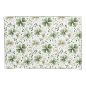 Creamy Beige Green Watercolor Shamrocks Pattern 枕カバー (正面左)