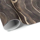 Creamy Brown Chocolate Gold Wavy Stripes Christmas ラッピングペーパー (ロールコーナー)