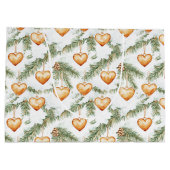 Creamy Caramel Hearts Christmas Tree Branches ラージペーパーバッグ (裏面)