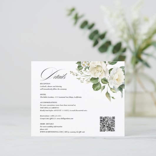 Creamy Floral Eucalyptus QR code Details Wedding (スタンド正面)