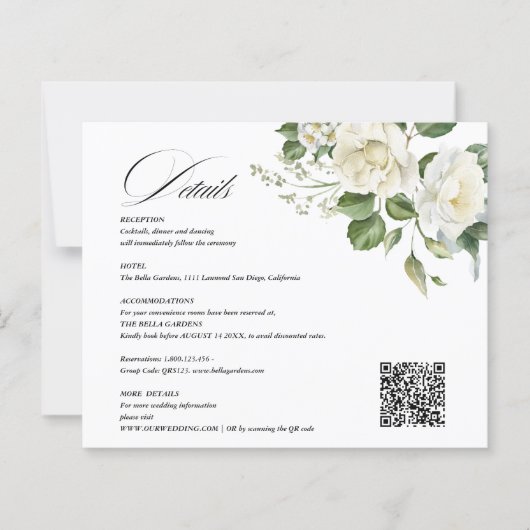 Creamy Floral Eucalyptus QR code Details Wedding (正面)