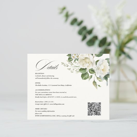 Creamy Floral Eucalyptus QR code Details Wedding (スタンド正面)