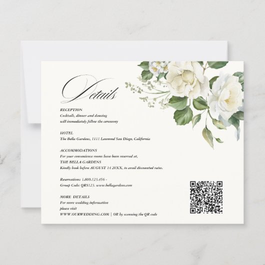 Creamy Floral Eucalyptus QR code Details Wedding (正面)
