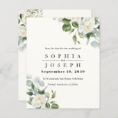 Creamy Floral Eucalyptus Wedding Save the date (正面/裏面)