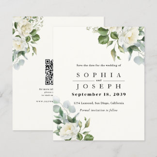 Creamy Floral Eucalyptus Wedding Save the date