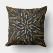 Creamy Golden Yellows Raked Pattern On Black アウトドアクッション (正面)