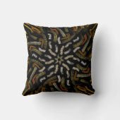 Creamy Golden Yellows Raked Pattern On Black クッション (裏面)