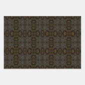 Creamy Golden Yellows Raked Pattern On Black ラッピングペーパーシート (正面2)