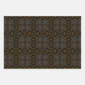 Creamy Golden Yellows Raked Pattern On Black ラッピングペーパーシート (正面)