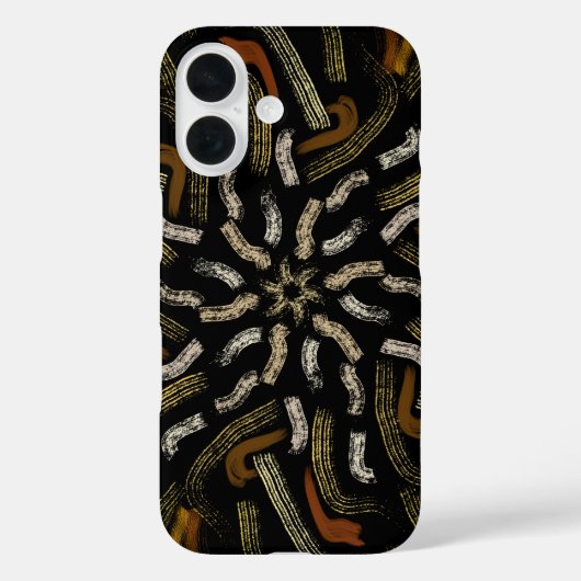 Creamy Golden Yellows Raked Pattern On Black Case-Mate iPhoneケース (裏面)