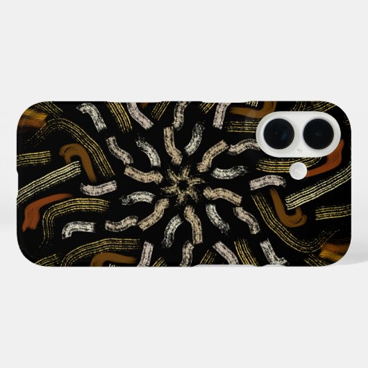 Creamy Golden Yellows Raked Pattern On Black Case-Mate iPhoneケース (裏面 (横))