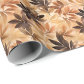 Creamy Tan, Brown Autumn Leaves Watercolor Pattern ラッピングペーパー (ロールコーナー)