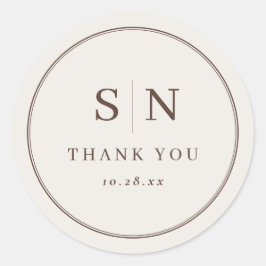 Creamy White Minimal and Chic | Wedding Initial ラウンドシール